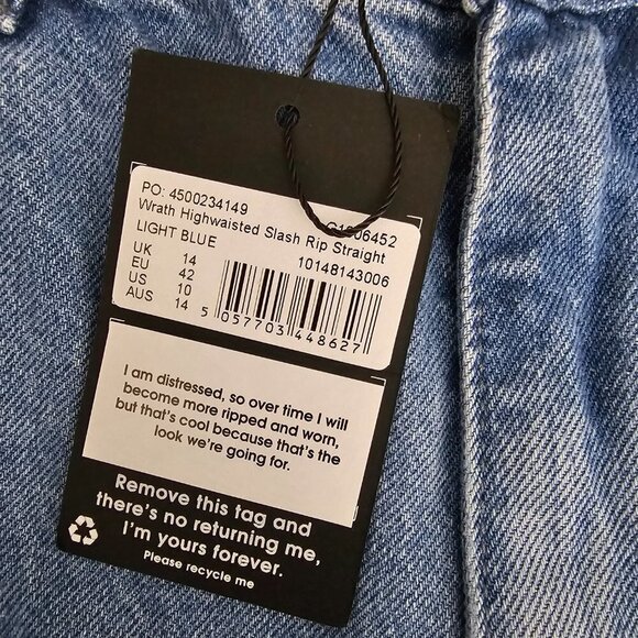 MISSGUIDED High Waisted Rip Straight Raw Hem Jeans - Picture 9 of 11